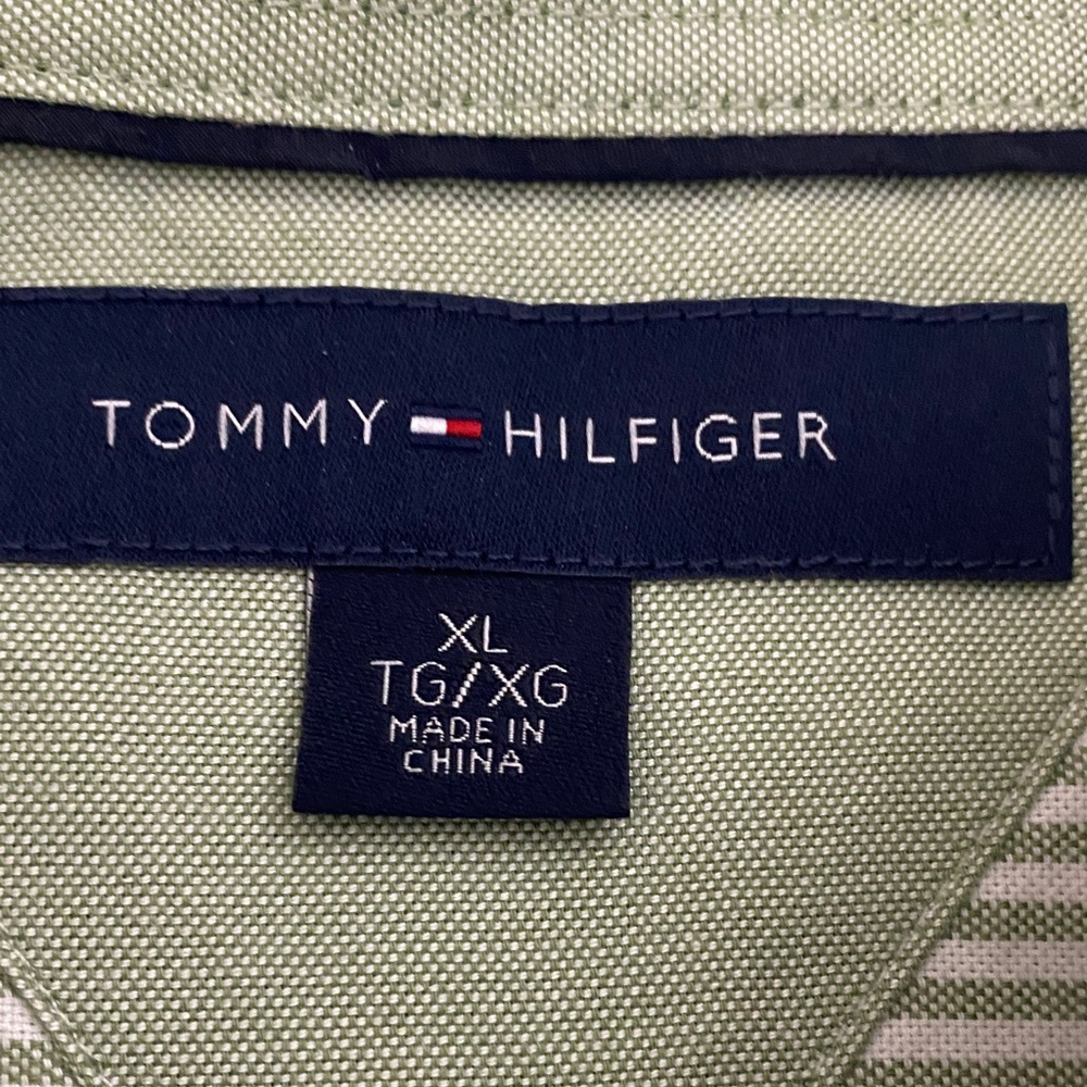Tommy Hilfiger Olive Striped Men's Shirt - Picture 2 of 9